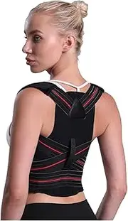 Corrector Adjustable Clavicle Back Brace Shoulder Lumbar Support Belt Corset Correction for Teenagers Men Woemen,Black-Large,Black-Large