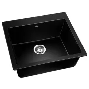 Cefito Stone Kitchen Sink 570X500MM Granite Under/Topmount Basin Bowl Laundry Black