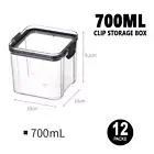 12x Clip Storage Box 700ML Airtight Food Container Kitchen Cereal Organiser Jar