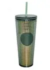 STARBUCKS Venti Tumbler Grid Disco Metallic Mirror Crystal Iridescent Green 24oz