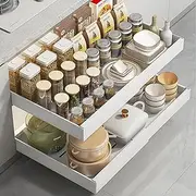 SIDOBELEI Pull Out Drawers for Cabinet, Expandable Pull-Out Cabinet Organizer with Adhesive Film - Ideal for Kitchen, Pantry, Bedroom, Bathroom Storage (Large（16.6-26.5 * 16.5 * 2.9 inches）)