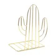 Iron Art Bookends Cactus Shaped Stopper Quirky Bookshelf Bookcase