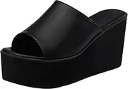 [Gikleihwy] Platform Wedge Sandals for Women Summer Round Toe Open Toe Slip-on Slipper Comfortable Non-Slip Lightweight Breathable Home Outdoor Beach Shoes