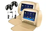 Elinz 2x 9" Full HD 1080P Touch Screen Car Headrest DVD Player BEIGE