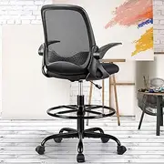 KERDOM Office Chair, Ergonomic Desk Chair, Breathable Mesh Computer Chair, Comfy Swivel Task Chair with Flip-up Armrests and Adjustable Height ，Chair(KD933-Z-Black)