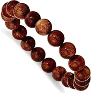 [JewelryWeb] 10mm Burma Padauk Wood Beaded Stretch Bracelet-Stretch-Bracelet for Women