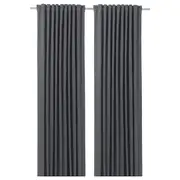 BLÅHUVA block-out curtains, 1 pair, dark grey, 145x250 cm