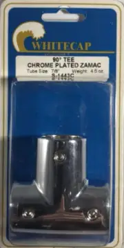 Whitecap S-1443C 90 Degree Tee Chrome Plated Rail Fitting for 7/8" OD Tubing-NEW