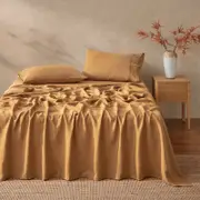 Natural Home Vintage Washed Hemp Linen Sheet Set Rust - Super King Bed