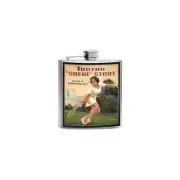 Tooths Sheaf Stout Hip Flask 6oz Barware Vintage Tennis Pub Art Racquet Balls