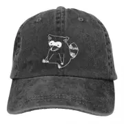 Draw White Baseball Cap Men Hats Women Protection Snapback Raccoon Mammal Caps