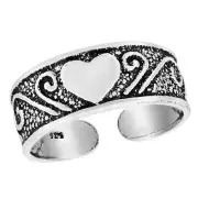 Great Love Heart Treasure Detailed Sterling Silver Toe or Pinky Ring