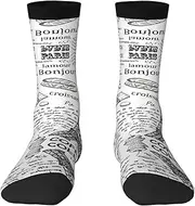 [JEJEA] Parisian Coffee Eiffel Tower print Socks For Men and Women Men's Moisture Control Crew Socks Gifts For Golf, Hunting, Camping