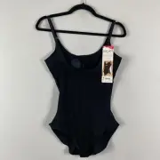 Spanx Open-bust Bodysuit Size XL Black Mesh Side Panel