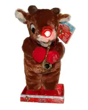 Animated Rudolph Red Nosed Reindeer Plush Musical Playing Saxophone Nose Lights