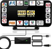 Antenna TV Digital HD Indoor - 350 Miles Long Range with Built-in Amplifier,32.8t Long Coax Cable Digital HDTV Antenna Support All Television, for Free Local Channels 4K HD 1080P VHF UHF (01)