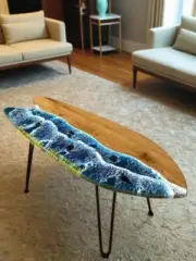 Ocean Blue Epoxy Table, Walnut Epoxy table, Live Edge table, home decor