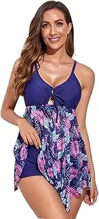 [Sipumia] Women Tummy Control V-Neck Bathhing Suit Lace Up Irregular Skirt Swim Trunks Bikini Split Swimsuit Set-222048