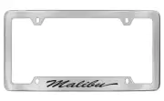 Chevrolet Malibu Script Chrome Plated Brass Metal License Plate Frame Holder