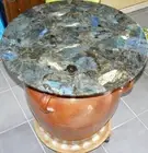 24"x24" Round Labradorite Side Coffee Table Housewarming Furniture Garden Decors