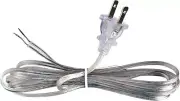 Clear Silver Lamp Cord - 8 Foot Long, SPT-1, 18 Gauge, UL Listed Power Cord f...