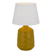 Baci Modern Table Desk Lamp Light Fabric Ceramic Butterscotch White Gloss