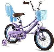 RULLY Petal Girls Bike for Toddlers and Kids, 12 14 16 Kids Bike with Basket &Doll Seat for Age 2-7 Years Old Girls, Children's Bicycle, Multiple Colors