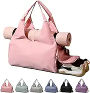 [HiGropcore] Yoga Gym Bag for Women, Gym Duffel Bag with Yoga Mat Holder & Shoe Compartment, Weekender Travel Tote Bag with Wet Dry Pockets