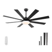 62 inch Ceiling Fans with Lights and Remote Control, Large Black Ceiling fan ...