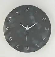 Modern Wall Clock - Funky Hand Numbers - Marble Colour - 38cm Diameter