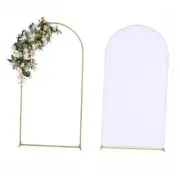 6.6FT Wedding Arch Backdrop Stand and Arch Cover, Metal Arch Stand with Arch