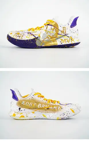 NIKE KB MAMBA 科比曼巴精神黄紫配色手绘鞋子球鞋定制N-0255