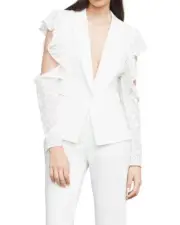 NEW BCBGMAXAZRIA OFF WHITE ABEL COULD-SHOULDER LACE BLAZER RND4J701/S346A SZ XXS