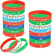 Coogam 40PCS Christmas Silicone Bracelets, Xmas Rubber Wristbands Accessories Kids Adults, Holiday Decoration Wrist Band Party Supplies Favors