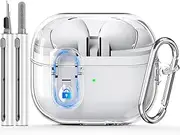 Compatible with Samsung Galaxy Buds 3 Case & Galaxy Buds 3 Pro Case with Cleaner Kit,Clear Case with Secure Lock,Soft TPU Transparent Shockproof Protection Cover with Keychain 【Clear】