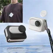 For Insta360 GO 3S Silicone Case Thumb Camera Lens Cap Protective Case + Lanyard