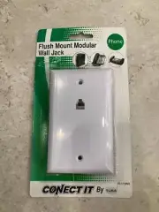 Flush Mount Modular Phone Wall Plate (Female Jack RJ-11) BRIGHT WHITE!