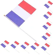 TEMPNAP French Flag Mini Hand Waving Flag with Pole Desk Decor for Office and Home Decor
