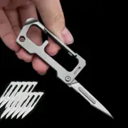 EDC Titanium Multi Tools Keychain Carabiner Folding Utility Knife Scalpel Cutter
