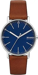 [SKAGEN DENMARK] Skagen Men's Signatur Three-Hand Watch, 40mm case size leather strap