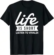 [X.Style] Fun Musician Life is Short Listen to Antonio Vivaldi ds255 T-Shirt (L) Black