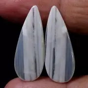 100% Natural Lovely Pair White MONTANA Agate 17.00 Cts. Cabochon Loose Gemstone