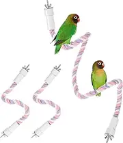 uxcell 1-Set Rope Perches for Bird Cages, 13.8 & 31.5 in Length Comfort Grip Flexible Rope Perch Beak & Paw Grinding for Parrots/Cockatiels/Parakeets, Bird Platform Sand [Pink Purple]
