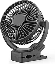 Forty4 Rechargeable Battery Operated Clip on Fan 5000mAh, Upgraded Quieter & Stronger Wind USB Desk Fan, Strong Hold Personal Portable Fan for Stroller, Golf Cart, Treadmill, Beach, Camping tent