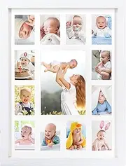 FramePro Baby First Year Photo Frame In White Frame With Mount Display 12x17cm Photo and Twelve 6x8cm Pictures