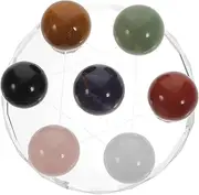GOOHOCHY Natural Crystal Sphere Balls with Stand Seven Crystal Ball Array for Home Desktop Decoration Premium Quality for Living Room and Office Decor