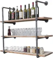 3 Level Wall Mounted Iron Floating Pipe Shelves/Racks/Storage/Bookcases, DIY Ope