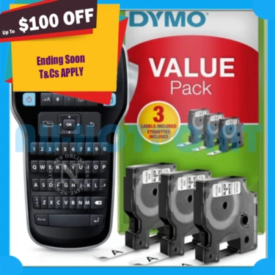 Dymo Label Manager LM160P/VP Label Maker Portable Value Pack 3 Tapes P/N:2142267