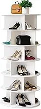 6-Tier Rotating Shoe Rack Tower – 360° Spinning Shoe Organizer Cabinet for Small Spaces, Tall Shoe Storage Shelf for Shoes, Boots, Hats, and Accessories, Durable PVC Modern White Design