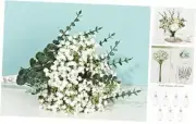 18 Pcs Babys Breath Artificial Flowers Bluk with Faux Eucalyptus Stems